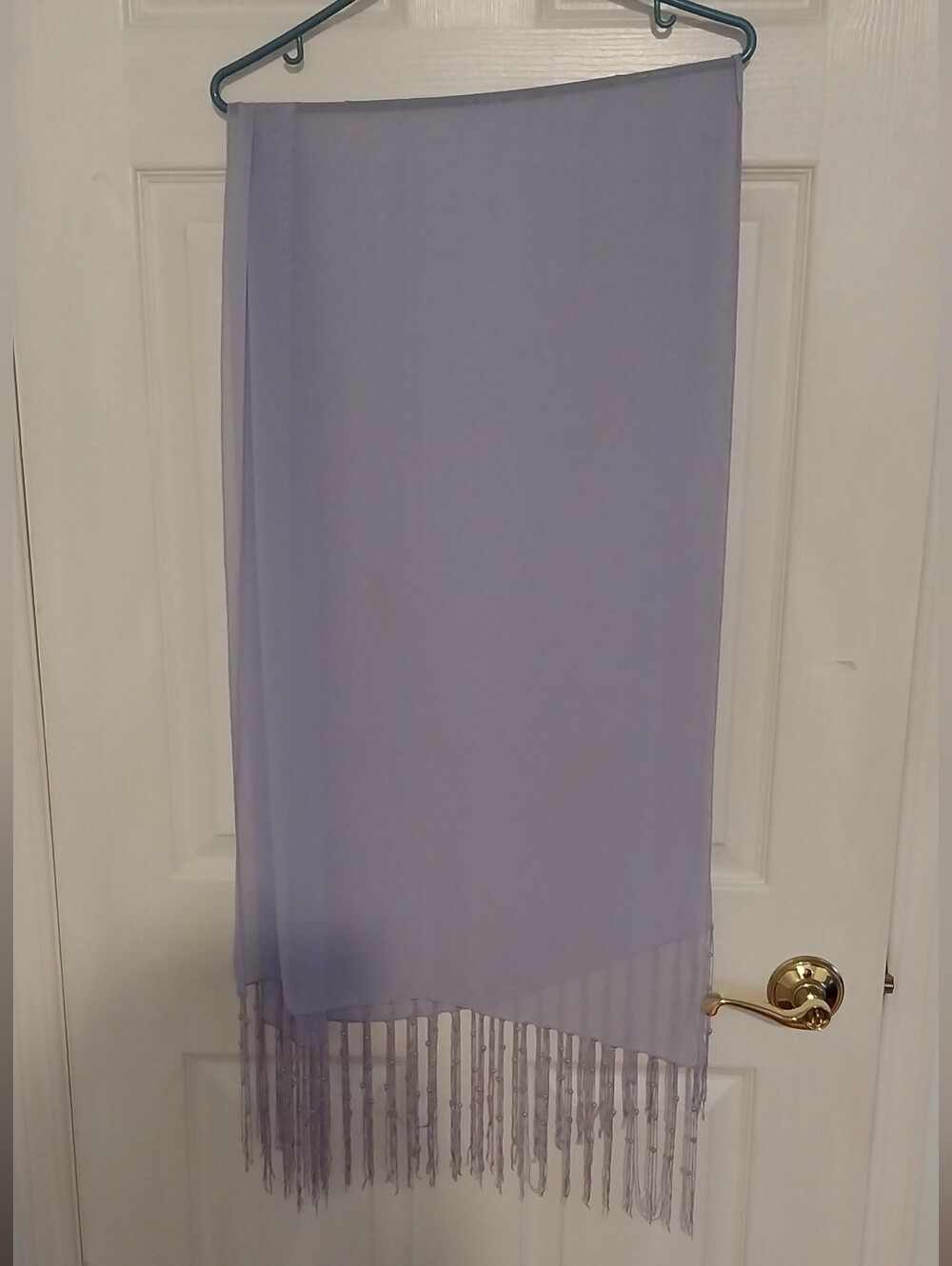 Light Lavender Sheer Fringe Shawl